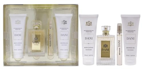New Brand Prestige Dani for Women - 4 Pc Gift Set 3.3oz EDP Spray, 0.5oz EDP Spray, 4.4oz Shower Gel, 4.4oz Body Lotion