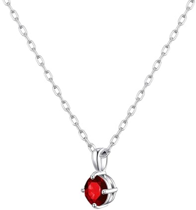 Philip Jones Sterling Silver Dark Red Necklace Created with Zircondia® Crystals