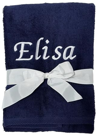 KIDDI-MEDIA Handtuch mit personalisierter Bestickung, Navy, 50x100 cm | 500 g/m², 100% Baumwolle Frottier, Verschiedene Größen und Farben, wie z.B. Name