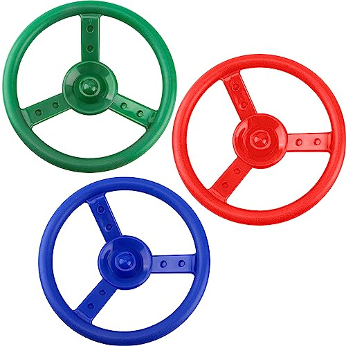 3 Pack Playground Steering Wheel Swingset Playset Wheel Toys Plastic Steering Wheel for Kids Outdoor Backyard Playhouse Treehouse (Color Set 2)