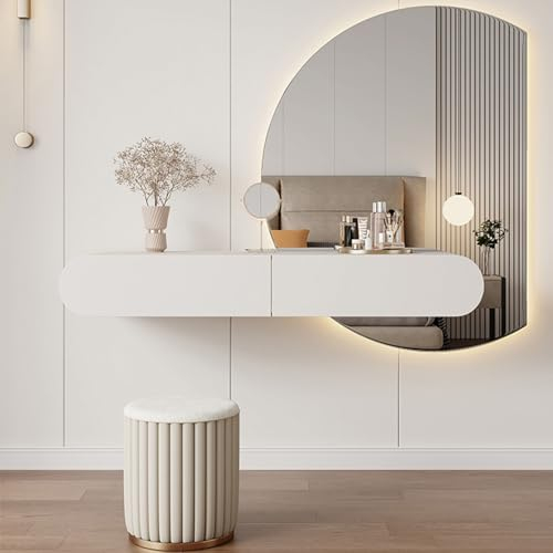 XIGOUZIQU Tavolo da toilette, tavolo da toilette moderno e minimalista, tavolo da toilette sospeso, piccolo tavolo da toilette per soggiorno, camera da letto, beige.(Size:80 * 18 * 40cm)