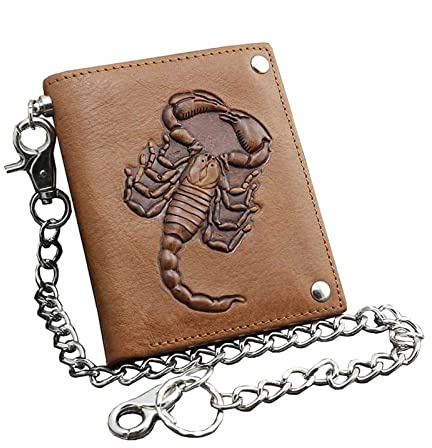 LVUNZJCA Herren-Geldbörse mit Kette Herren-Doppeltfalten-Brieftasche Herren-Fahrrad-LKW-Leder-Brieftasche