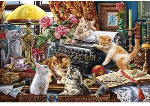 Aimaor Malen Nach Zahlen Erwachsene,Tier Katze Paint by Numbers Adult Bastelset Malen-Nach-Zahlen Kinder Anfänger Leinwand Kreativ Set DIY Set Malen nach Zahlen（DIY Frame） 50x65cm