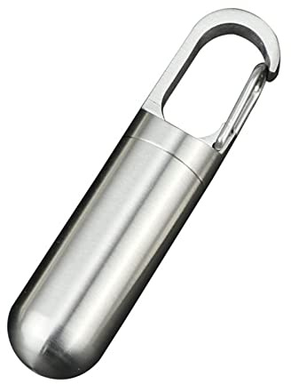 Stainless Steel Medicine Container,Keychain Pill Case,Sealing Waterproof Pill Bottle Holder,Lightweight Portable Mini Pill Holder for Outdoor Camping Hiking (S)