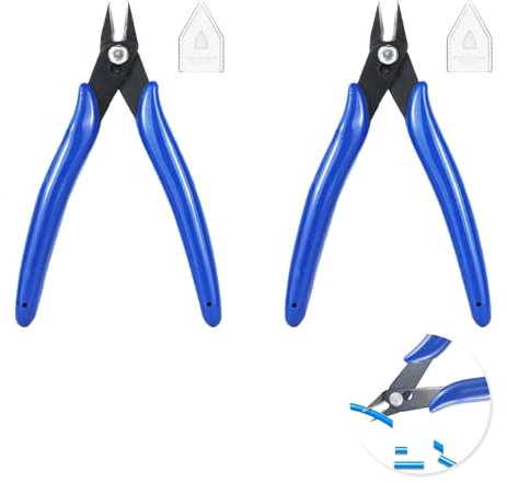 2 Stück Präzise Elektronik Drahtschneider Set, Blaue Seitenschneider für Modellbau, Plastikkabelbinder, Lan Kabel, Feine Drähte, Schmuck