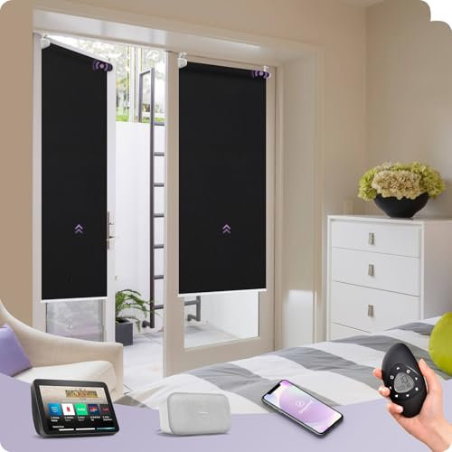 Graywind nach Maß Elektrische Thermorollo Klemmfix ohne Bohren, Sichtschutz Motorisiert Verdunklungsrollo, Hitzeschutz Smart Fensterrollo mit Fernbedienung, Kompatibel mit Alexa Google, Schwarz