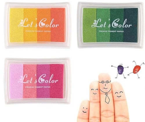 Stempelkissen Set, 3 Farben Stempel Fingerfarben Kinder Ungiftig Abwaschbar, Fingerabdruck Stempelkissen Bunt für DIY Leinwand, Hochzeit, Papier Handwerk, Geburtstag Geschenk stempelkissen bunt
