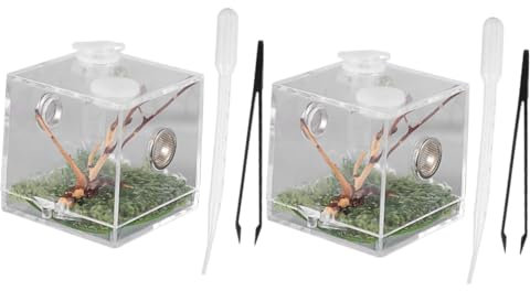 2 Stück Box Springspinne Zuchtbox Haustier Laufstall Tier Luftbefeuchter Schildkröte Schildkröte 8X8X12 Terrarium Aquarium Gehäuse Tür Reptiliengehäuse Reptilienbehälter Yardwe