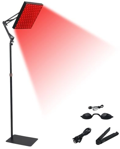 Btstil Rotlichtlampe mit Ständer, 360°-Drehung Infrarotlampe mit 660nm + 850nm, Einstellbare Höhe 33-66cm, Rotlicht Lampe für Linderung von Schmerzen und Muskelentspannung (Schwarz)