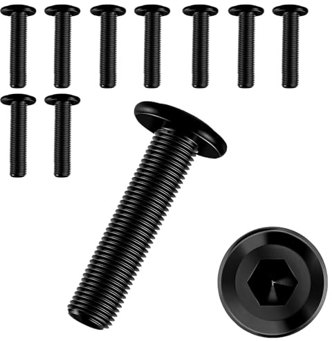 10 Piezas Tornillos M8 × 30,Tornillos Cabeza Plana,Tornillos Negros | Tornillos Hexagonal,Acero Inoxidable A2 V2A,Rosca Completa