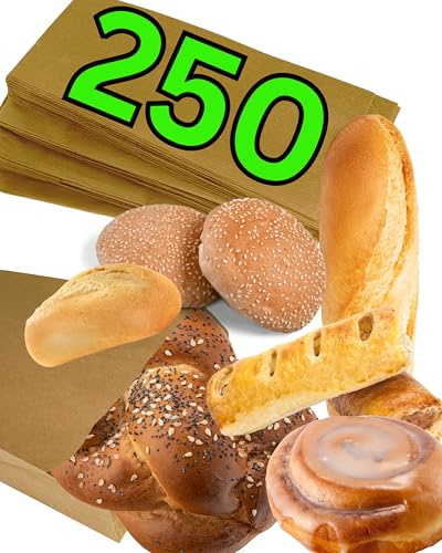 Loxato 250 brödpåsar smörgåsar, frukostpåse – brun 18 x 6 x 29 cm | Papperspåsar, kraftpapper, bagarpåsar, brödpåsar, frukostpåsar, livsmedelssäker, stor