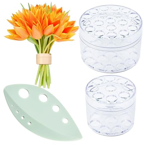 Leeneen 2PCS Spiral Ikebana Stem Holder,Hanataba Flower Arranger Twist,DIY Bouquet Twister for Flowers Stems of Various Sizes wiht Herb Stripper(Small&Large) (transparent)