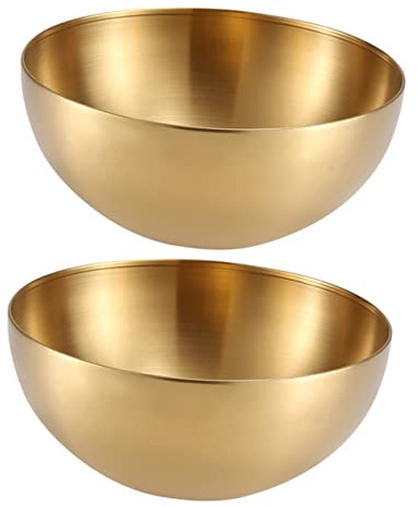 HOLIDYOYO 2pièces Bol Acier Inoxydable pour Salades Nouilles Et Légumes De Bols De Service Polyvalents Couleur Dorée