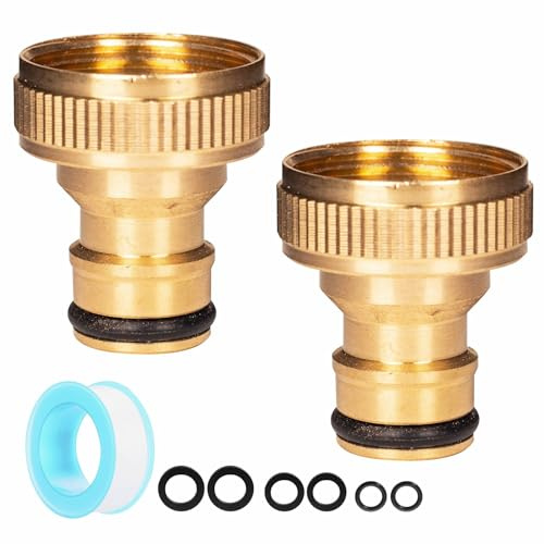 26.5mm Tap Connector for Hose Pipe, G 3/4 inch Brass Garden Hose Tap Connector Female Threaded Tap Hose Connector Adapter, Hosepipe Connectors and Fittings for Outside Tap