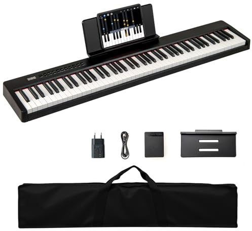 COSTWAY Pianoforte Digitale 88 Tasti, per Principianti (Nero) | Tastiera Elettrica con 380 Timbri, 128 Ritmi e 88 Demo, Pianola Tastiera Portatile e Leggera con Borsa da Trasporto