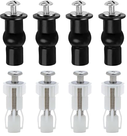 8 PCS Toilet Seat Screws Fittings, Toilet Seat Hinges Screws Lid, Top-Fixing Replacement Nuts for WC Blind Holes