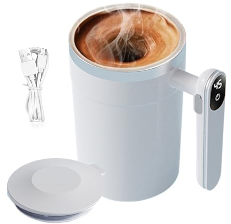 automatica magnetica auto-mescolante, 400 ml, elettrica per miscelare il tè con display LCD della temperatura, per viaggi, casa, bevande, latte, cacao, caffè, cioccolata calda