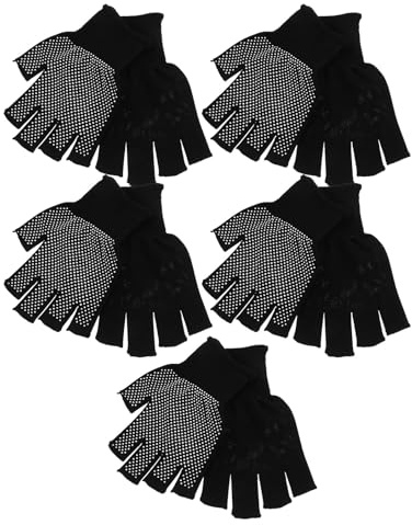 Vaguelly 5 Paar Fingerlose Arbeitshandschuhe Rutschfest Atmungsaktiv Warme Winterhandschuhe für Herren und Damen für Outdoor Mechanik und Motorrad