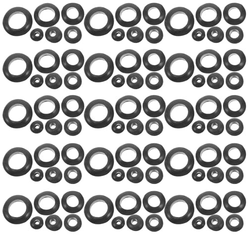 Generic 260pcs Black Rubber Grommets with Double-Sided Wire Gaskets for Cable Protection Dustproof Cord Seals for Network and Power Cables