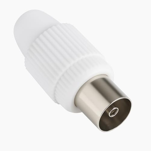 Lemag srl Presa TV Diritta Ø 9,5 mm – Connettore Antenna Maschio – Colore Bianco – Spina Coassiale per Cavo – 1 Pezzo
