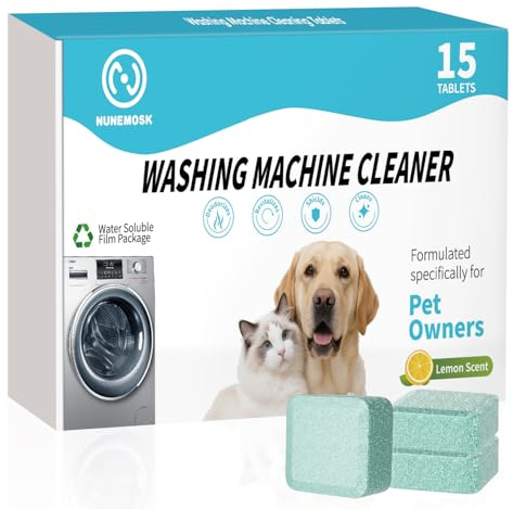 Washing Machine Cleaner -15 Pack, Formulated for Pet Owners | Compatible with HE, Top & Front Load Washer | Septic Safe | Fresh Scent | Removes Residue | Remove Stubborn Pet Hair