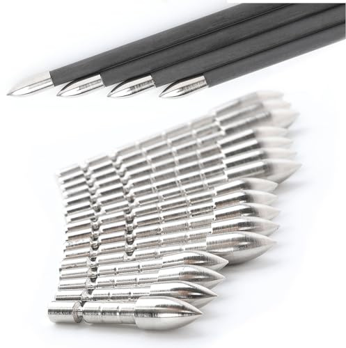 PYMUST 12 Stück Bogenschieß-Pfeilspitzen 60/80/100/120 Grain Edelstahl-Pfeilspitzen Passend für Schäfte mit 4,2 mm Innendurchmesser zum Bogenschießen und Zielübungen
