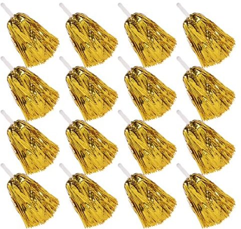 Totority Pompones Metálicos Dorados 24 Unidades Mango Corto 25 Gramos para Equipo de Porristas en Fiestas y Animación Deportiva
