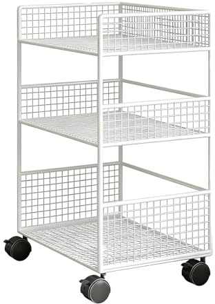 Carro de 3 niveles – Carrito de metal versátil móvil de 3 pisos con ruedas – Carro de almacenamiento rodante | para cocina, oficina, limpieza, cuarto de baño, dormitorio, estudiante, salón de belleza