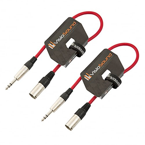 Male XLR to 6.35mm Stereo TRS Jack Lead Audio Cable 2 Pack 0.5m Red/Red | 2 x Noiseless OFC Balanced Signal, Audio, Speaker, Patch Cable / 4 Colours