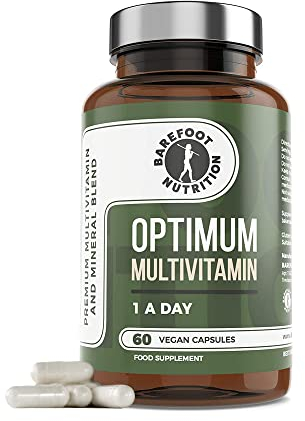 Barefoot Nutrition - Optimum Multivitamin & Mineral Supplement, Bioactive High Strength Formula with Vitamin C Complex, Superior Absorption for Immune Support - 60 Vegan Capsules