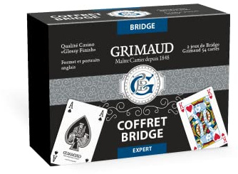 Grimaud Expert-2 Jeux de 54 Cartes Bridge, Coffret façon Cuir Noir, 130007170 À partir de 6 ans