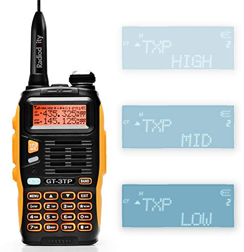 Baofeng GT-3TP Mark III Dualband Handfunkgerät UHF/VHF 144-146/430-440MHz Funkgerät Tri-Power 8W/4W/1W Walkie Talkie mit 1800 mAh Akku, Longe-Antenne, KFZ-Ladegerät für Erwachsene