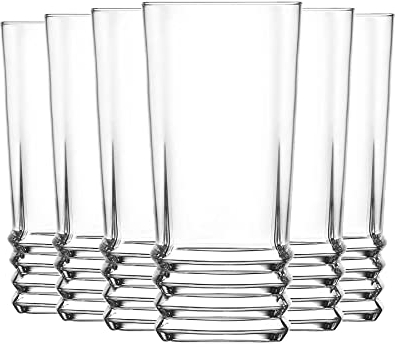 LAV Elegan Highball Verres à Cocktail Set - Ridged Verre Hiball Gobelets - 335ml - Paquet de 12