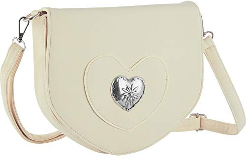 dressforfun Dirndl Tasche, Herztasche, Handtasche Damen mittelgroß, Trachten Mode, Trachtentasche in Wildlederoptik, Damen Tasche, Umhängetasche, Oktoberfest Accessoires, Damen-Schultertaschen - beige