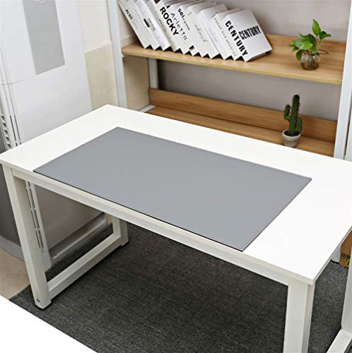 SK Studio Schreibtischunterlage mit Kantenschutz Wasserdichte PU Leder, Rutschfeste mit Mausunterlage für Computertastatur, PC und Laptop Grau 90x60cm
