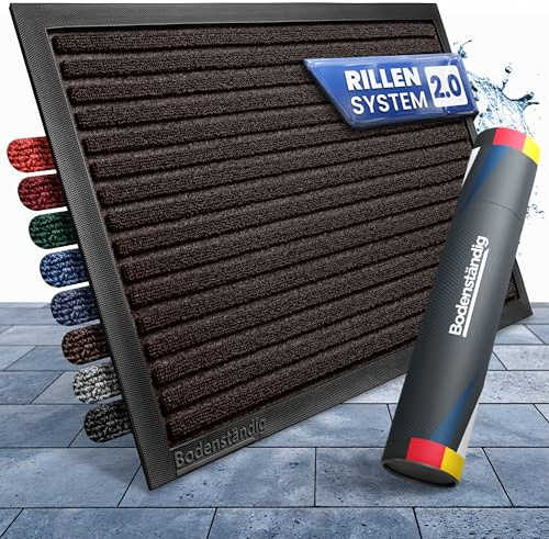 Bodenständig® Fußmatte außen - rutschfest & saugstark - Fußabtreter Braun | Rillensystem 2.0 - Fussmatte aussen 40x60cm - perfekte Größe für die Haustür - Ideal für innen und überdachte Außenbereiche