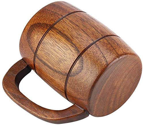 Boccale di birra in legno naturale, classico boccale in legno con manico, stoviglie vintage marrone, grande capacità, può essere utilizzato per bicchieri da birra/vino per bar, club e uso domestico