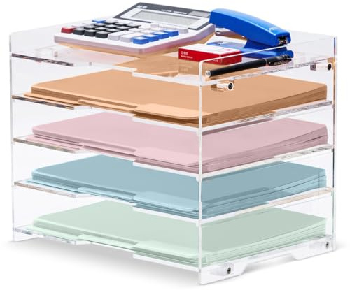 My Space Organizers Organizer per documenti e lettere, per scrivania, ufficio, cartelle, accessori, in acrilico trasparente, per casa, scuola, organizzazione desktop