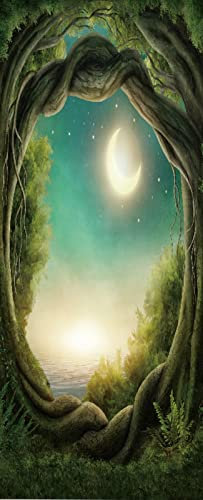 A.Monamour Türtapete Selbstklebend Türfolie Türposter 3D Fantasy Wald Mit Mond Verdrehter Baumzweig Vinyl Folie Türdeko Tapete Wandbild Türaufkleber Türtattoo 90 x 200 cm