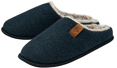 DUNLOP Mens Felt Mule Slippers - Navy - UK 11