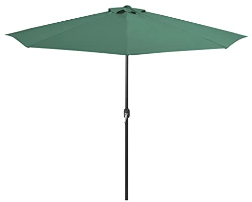 Homgoday Balkonschirm Sonnenschirm Halbrund Sonnenschirm Kurbelschirm Schirm Gartenschirm Halbschirm Mit Kurbelsystem Alu-Mast für Balkon und Terrasse Grün 300×150 cm Halbrund