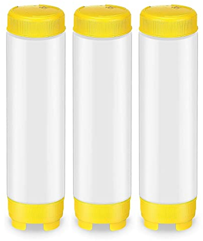 TsoLay Botella exprimible de plástico invertido, 16 onzas, dispensador de válvula de punta recargable, condimento para salsas y ketchup