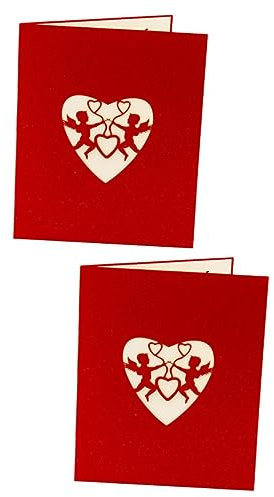 ABOOFAN 2 Grußkarte roter Herzgruß Valentinstag Segen jahrestag karte Hochzeitskarten briefumschläge herzförmige Designkarten Geschenkkarten mit Herzmuster Karikatur Einladung