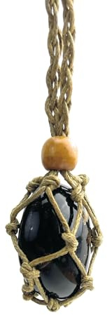Amberlux Bernstein Anhänger dunkel rot, Stein mit Netzt | Echter Sumatra Bernstein aus Indonesien | Getrommelt, Naturstein ca. 1x2cm Größe