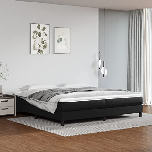YUHI-HQYD Boxspringbett,Schlafsofa,Matratzenfundament,Full Size Bed Frame,Plattform-Bettgestell,für Schlafzimmer, Arbeitszimmer,Schlafsäle, Wohnungen, Schwarz 200x200 cm Kunstleder