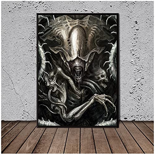 WYYXF Leinwandbild, HR Giger Alien, dekorativ, Leinwand, Wandkunst, Wohnzimmer, Poster, Schlafzimmer, ungerahmt (50 x 70 cm)