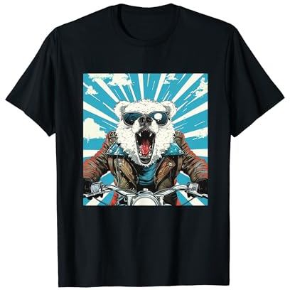 4.Bär ,Motorrad biker Rocker Moped Motorroller Eisbär T-Shirt