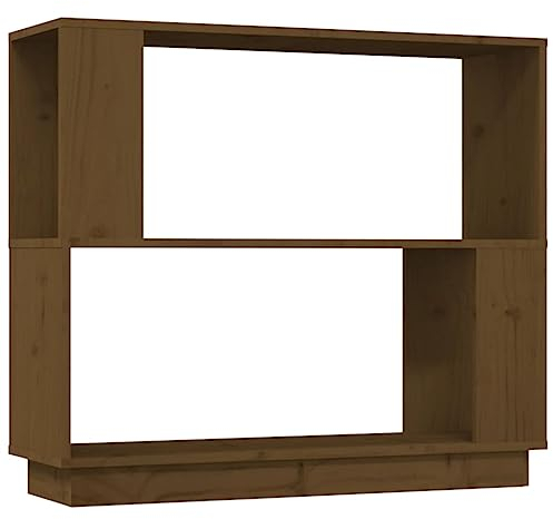 Bücherregal Standregal freistehendes Büroregal Aktenregal Aufbewahrungsregal Raumteiler Lagerregal für Wohnzimmer, Honigbraun 80x25x70 cm Massivholz