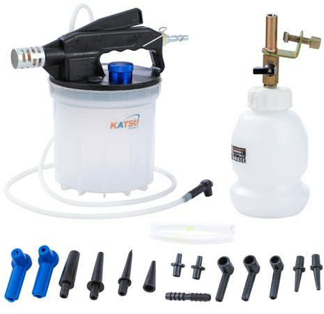 KATSU Tools Kit de purge de liquide de frein pneumatique, purgeur de frein à vide de 2L, bouteille de remplissage de 1 L, adapté à la plupart des systèmes de freinage standard et ABS pour voiture