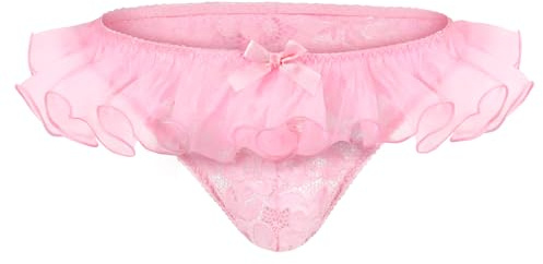 LittleForBig Unisex Hipster Lace Briefs Sissy Flirt Thong Panties Mesh Shaping Brief for Crossdressers Transgender